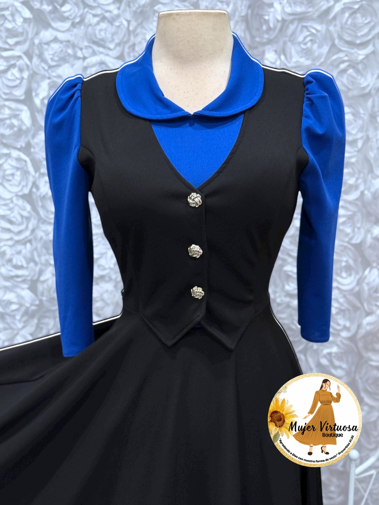 Royal Blue & Black 2 in 1 Dress