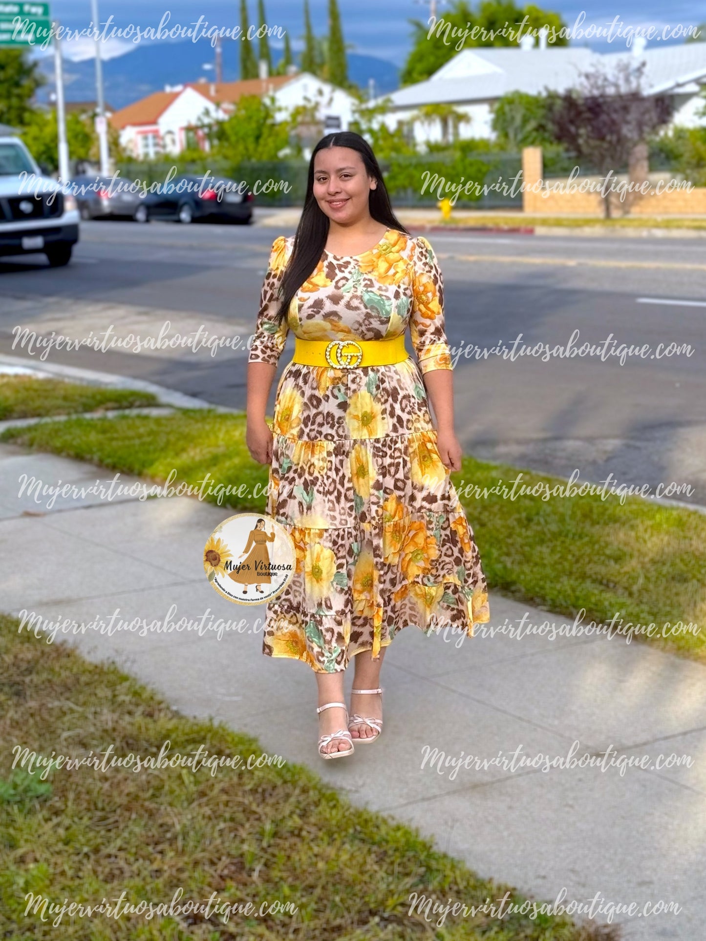 Sofia Yellow & Animal Print Dress
