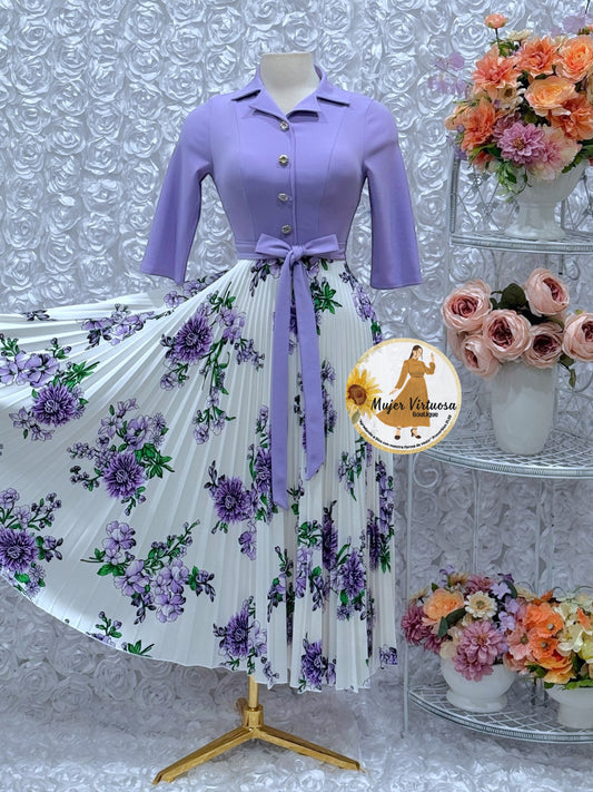 Eliza Lilac/White Floral Dress