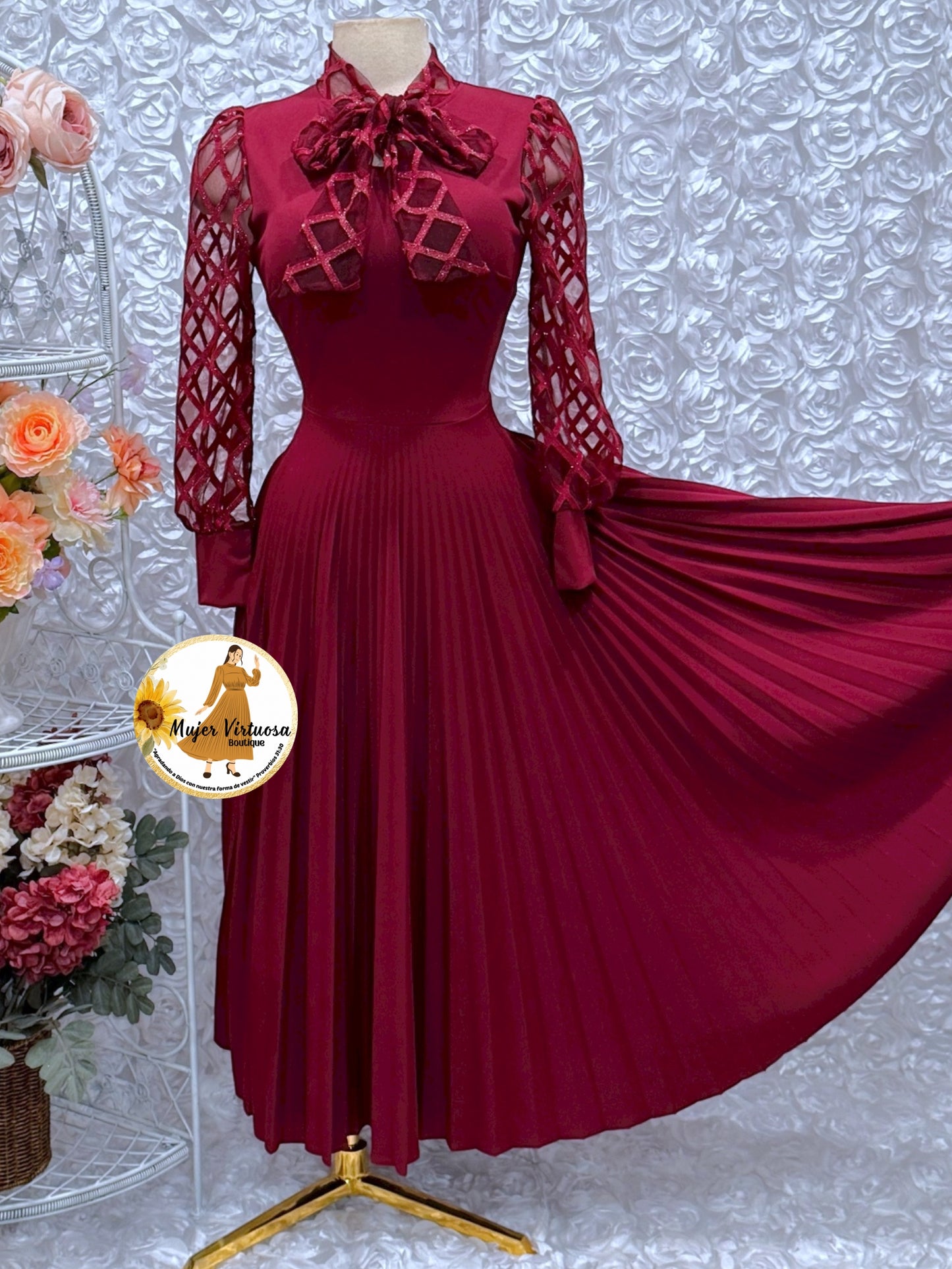 Brenda Burgundy Dress
