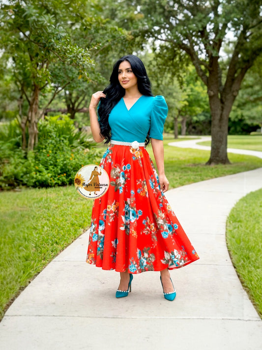 Susan Turquesa Floral Dress