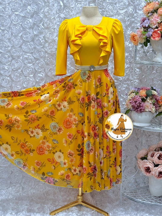 Alexa Yellow Coquette Dress