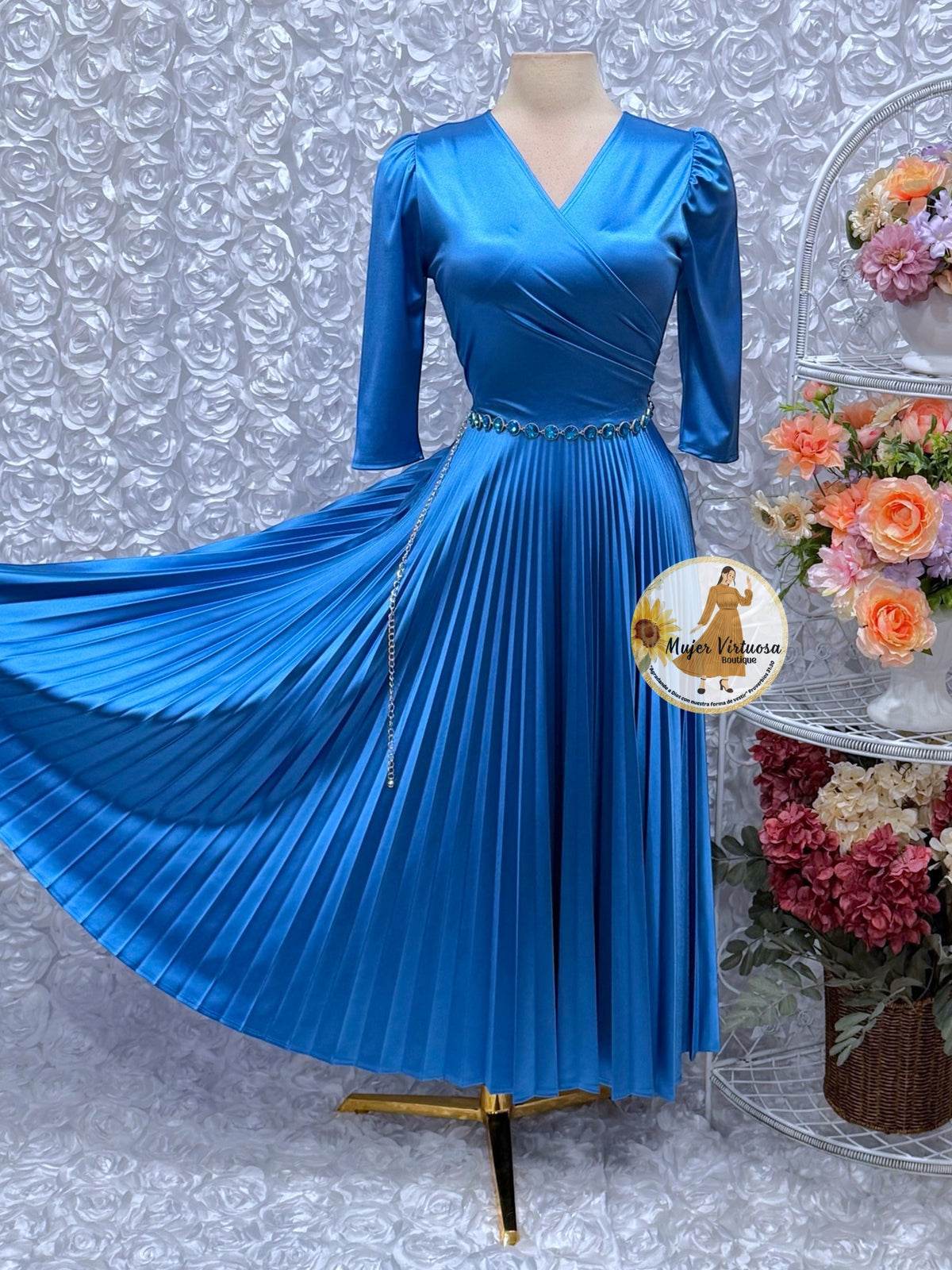 Lucia Aqua Blue Satin Dress