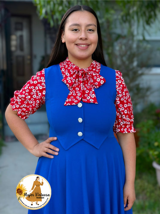 Red Floral Top with Bow
