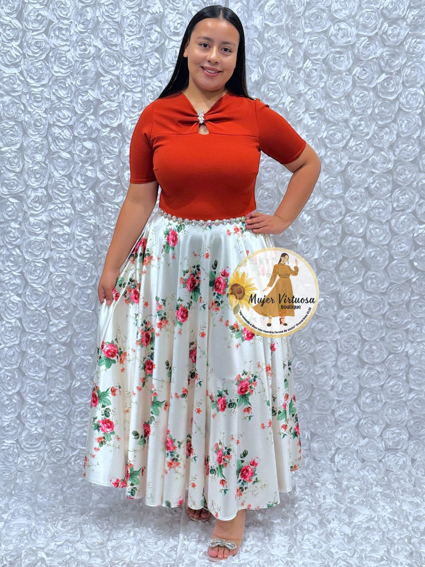 Sandy Rust/Ivory Floral Dress