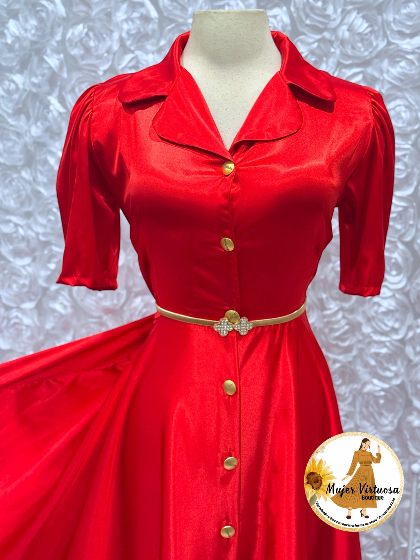 Jimena Red Satin Dress