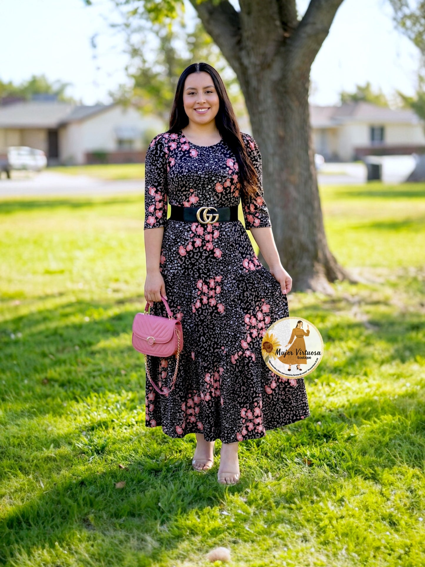 “Sunny days” Black Animal Print Dress