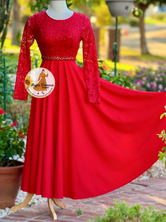 Anabel Red Lace Dress