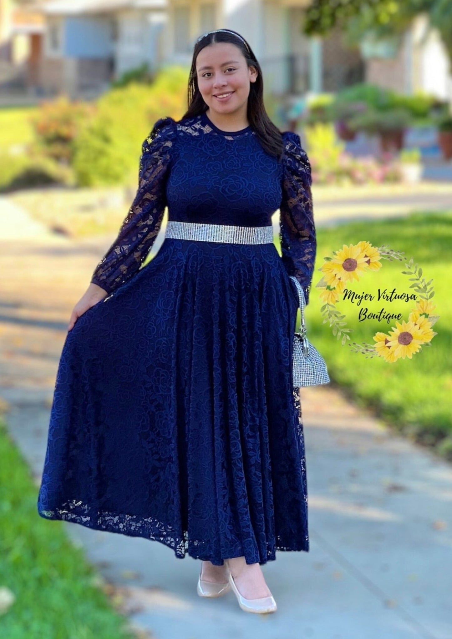 Ophelia Navy Blue Lace dress