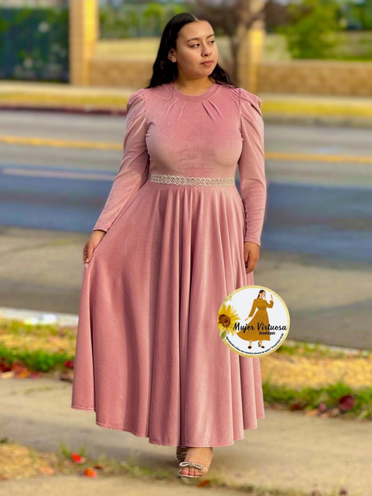 Eloisa Pink Velvet Dress