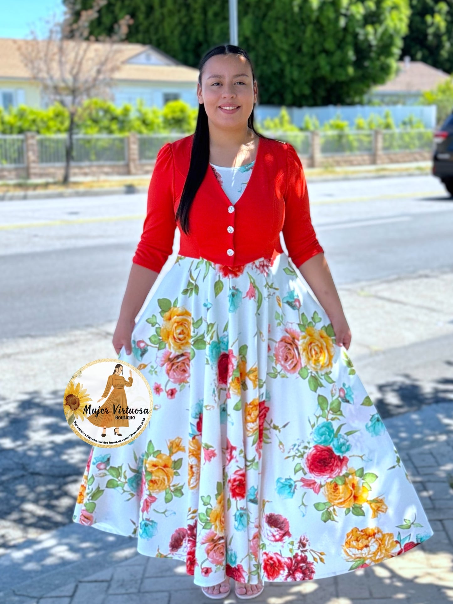 Betsy Orange/White Floral Dress