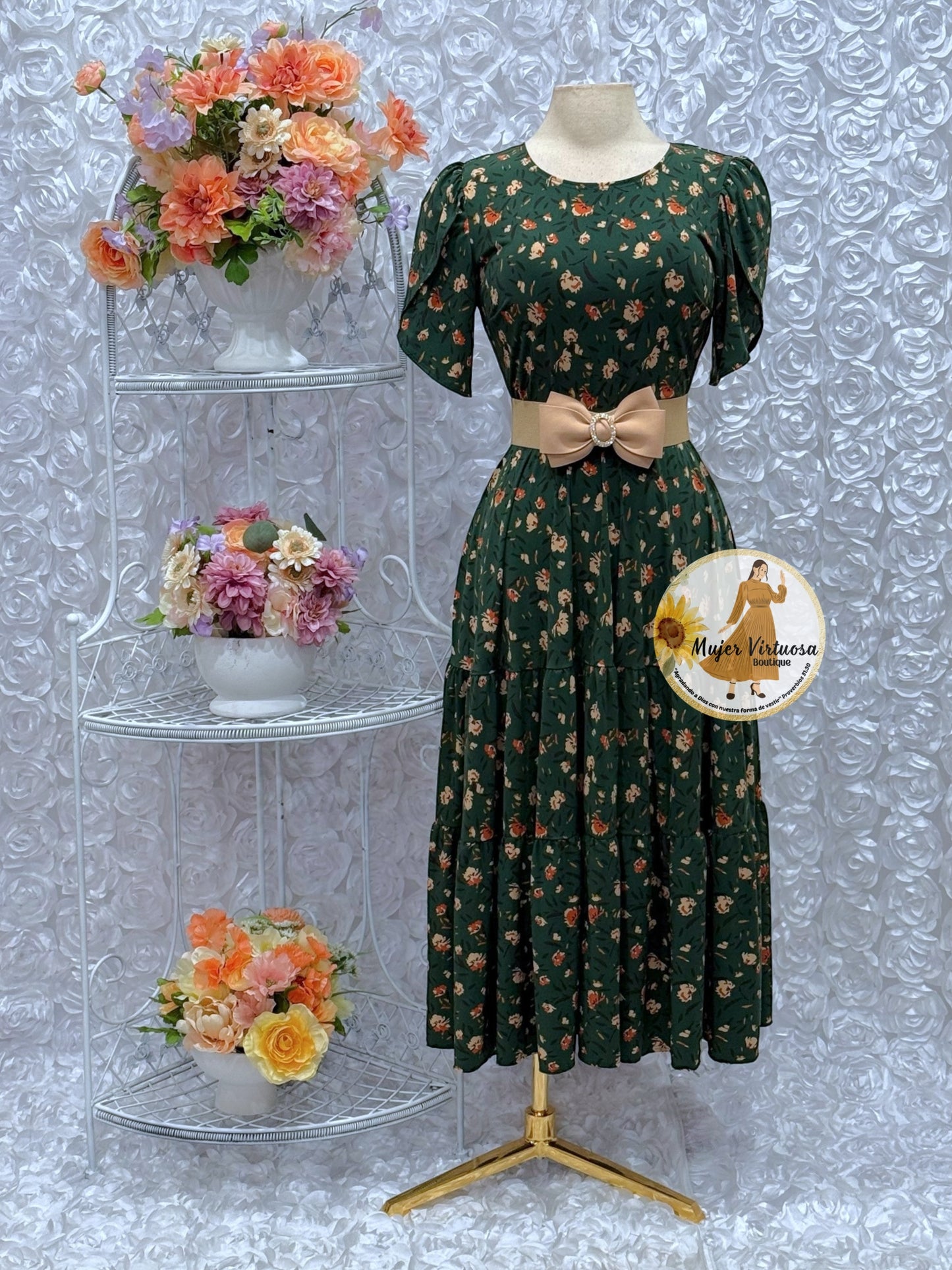 Abigail Hunter Green Floral Dress