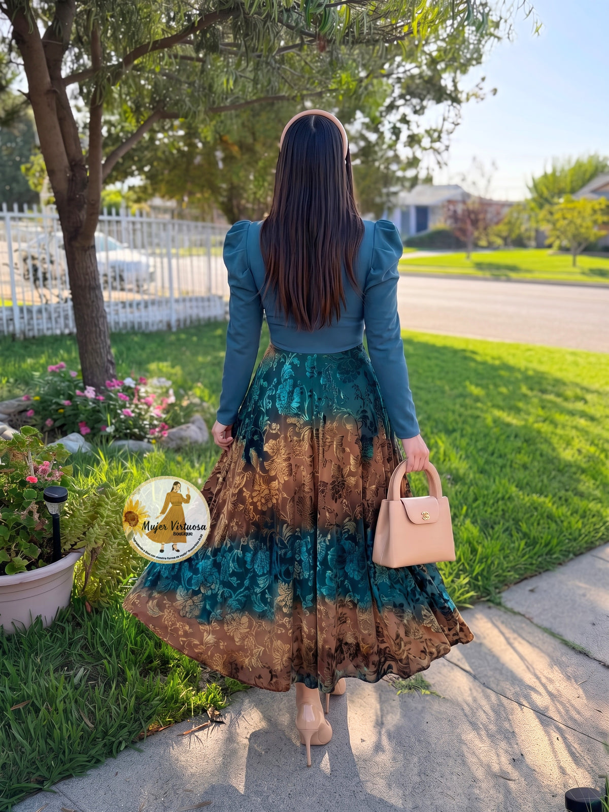 Larissa Teal & Velvet Floral Dress