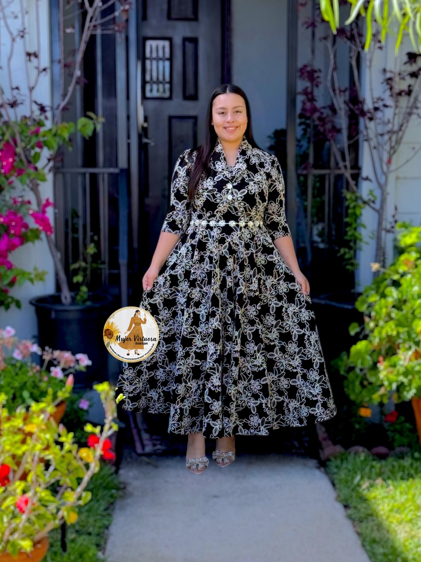 Kendra Black Embroidered Dress