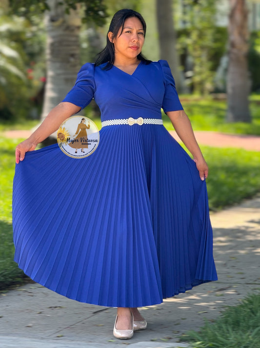 Royal Blue Pleated Dress “Jessica”