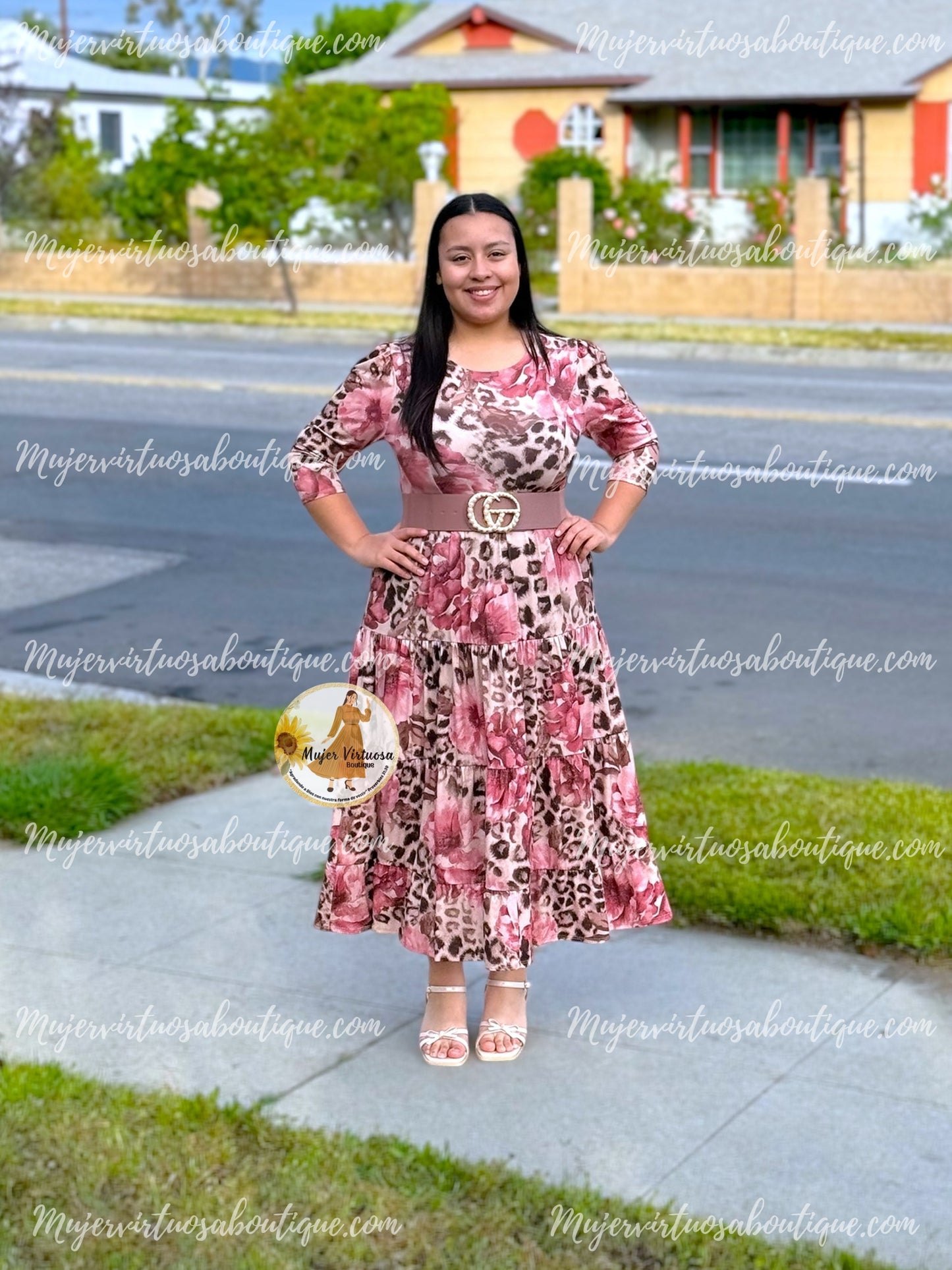 Sofia Mauve & Animal Print Dress