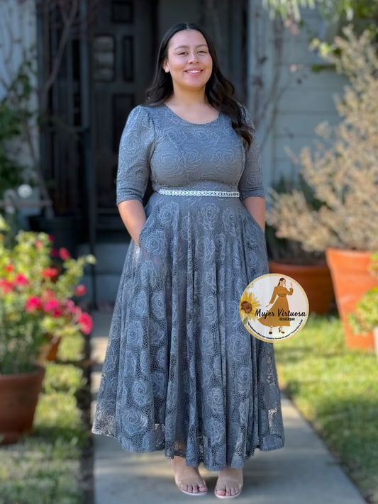 Camila Grey Lace Dress