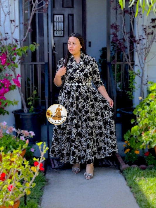 Kendra Black Embroidered Dress