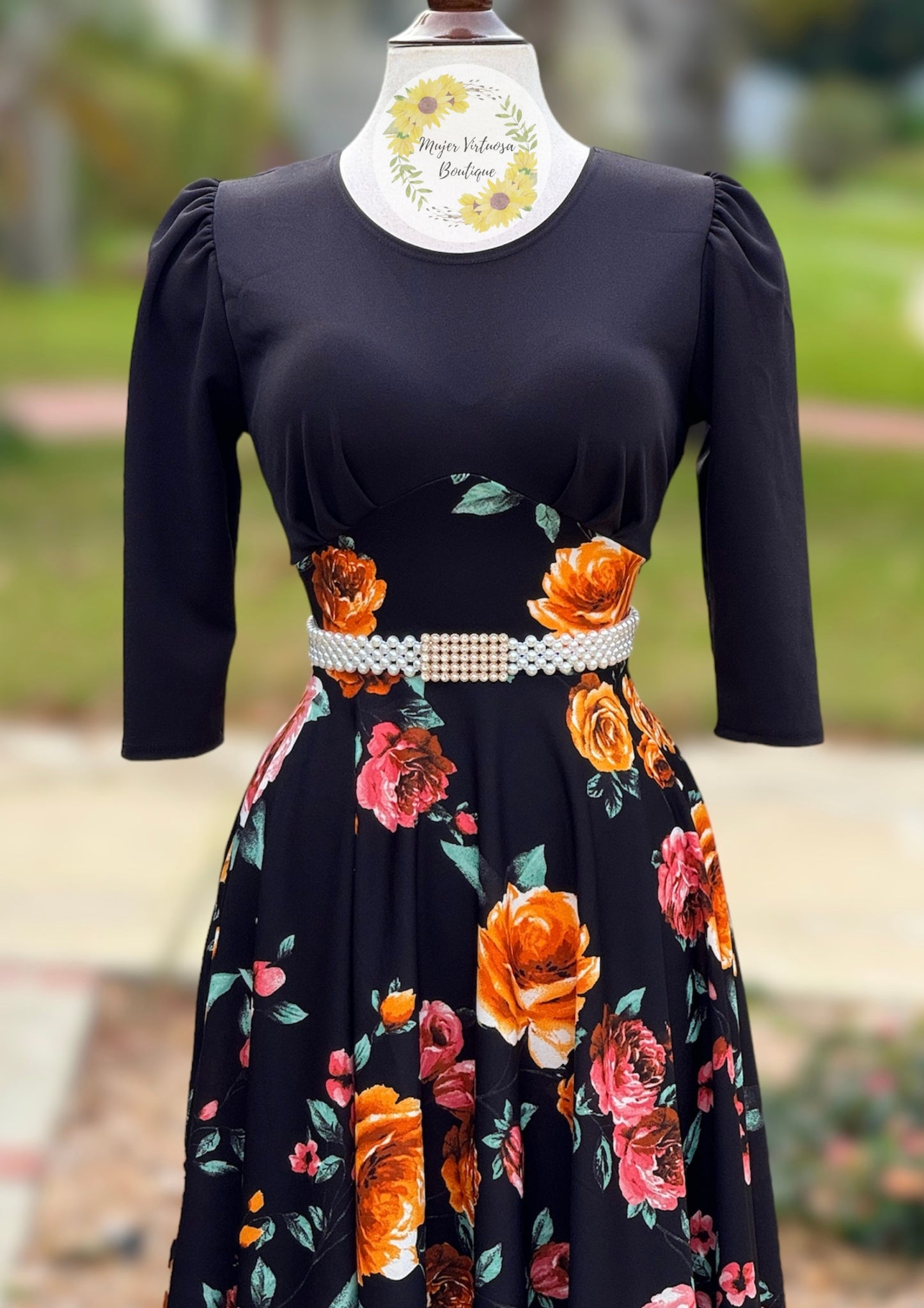 Ivonne Black Floral Dress