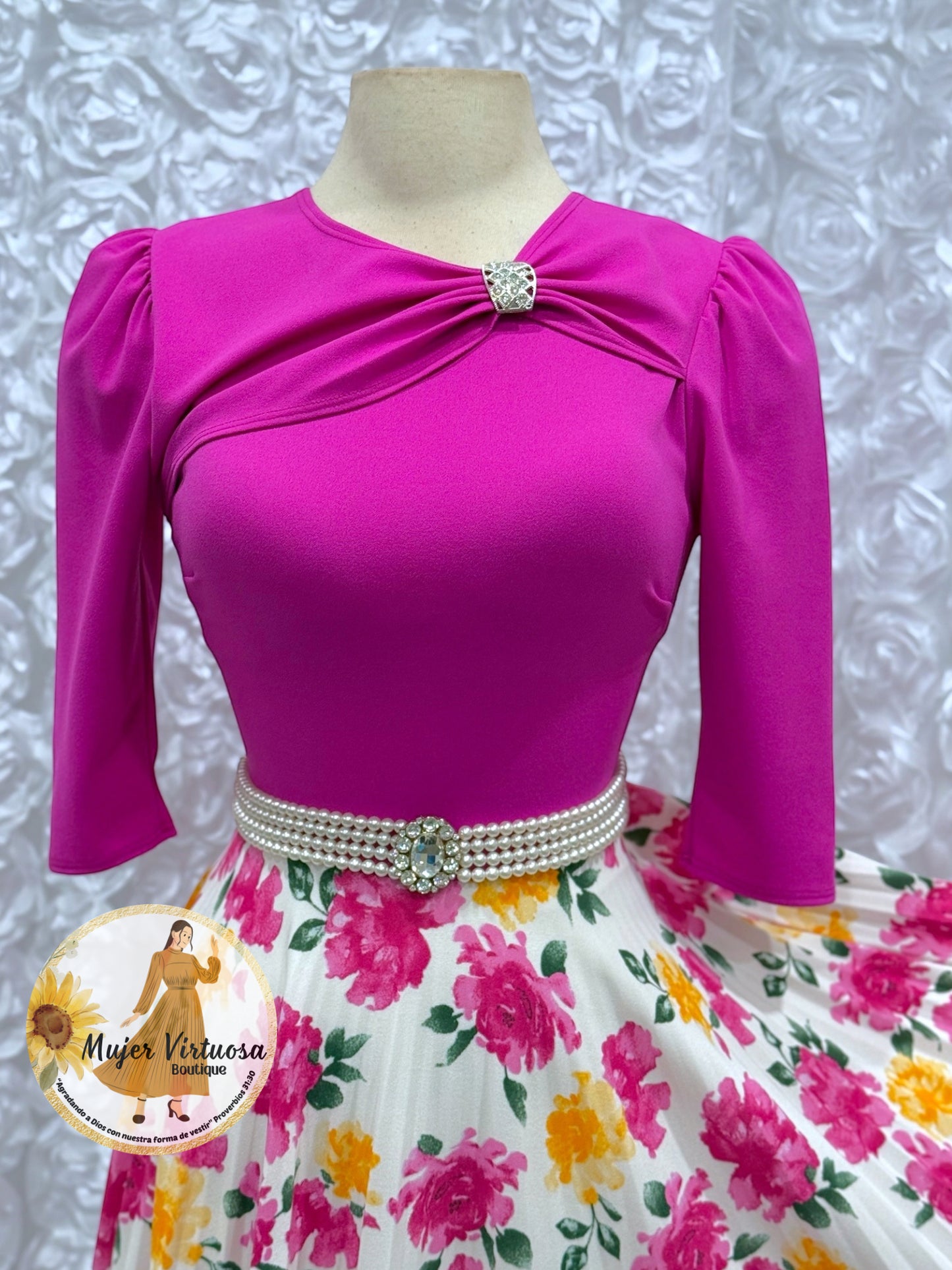Rosalie Magenta Pleated Dress