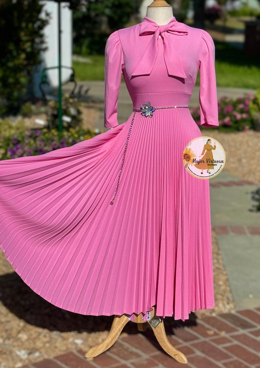 Melanie Pink Pleated Dress