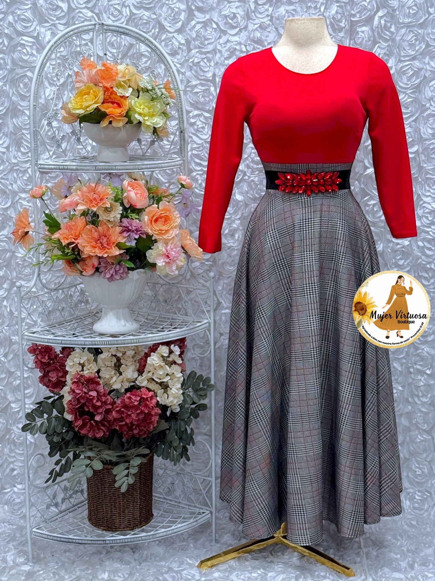 Alicia Red Plaid Dress