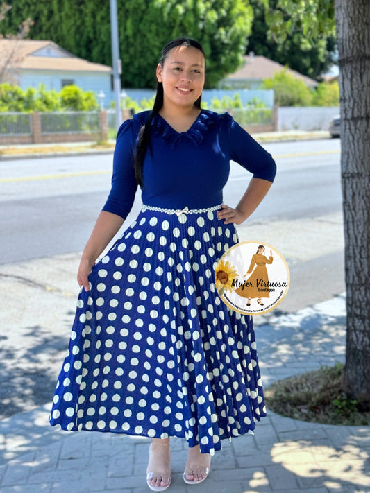Francesca Blue Polka Dot Dress