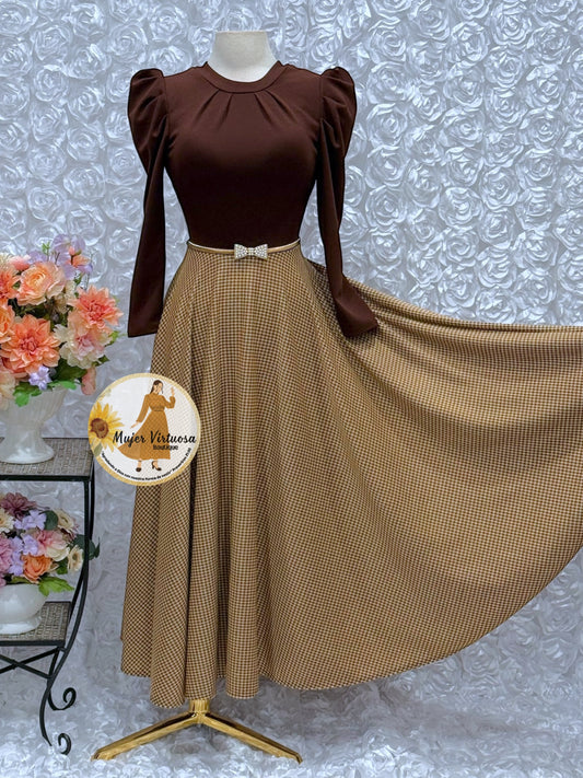Eloisa Brown Plaid Dress