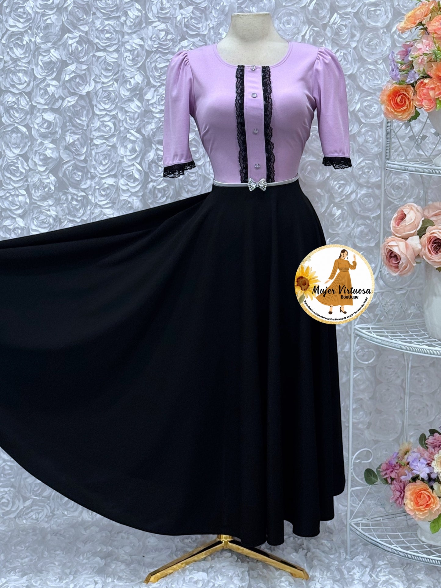 Eleanore Lilac/Black Dress