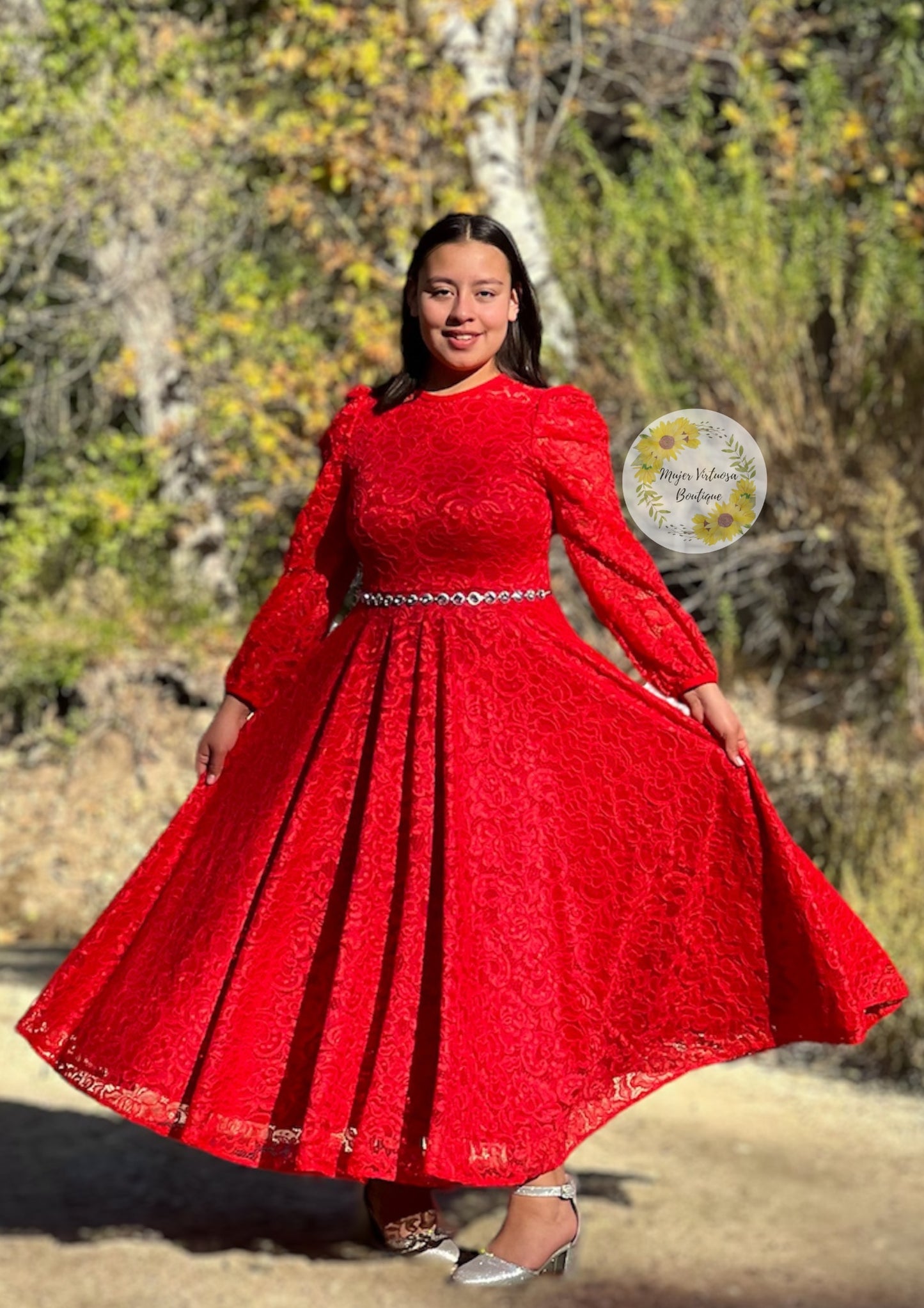 Ophelia Red Lace Dress