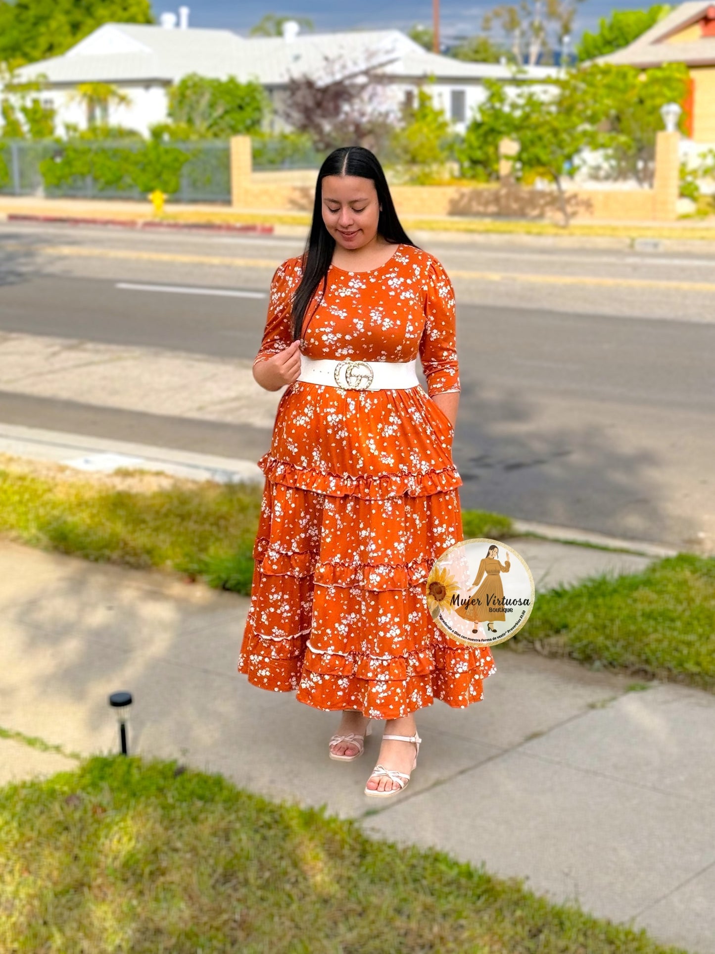 Leah Rust Floral Dress