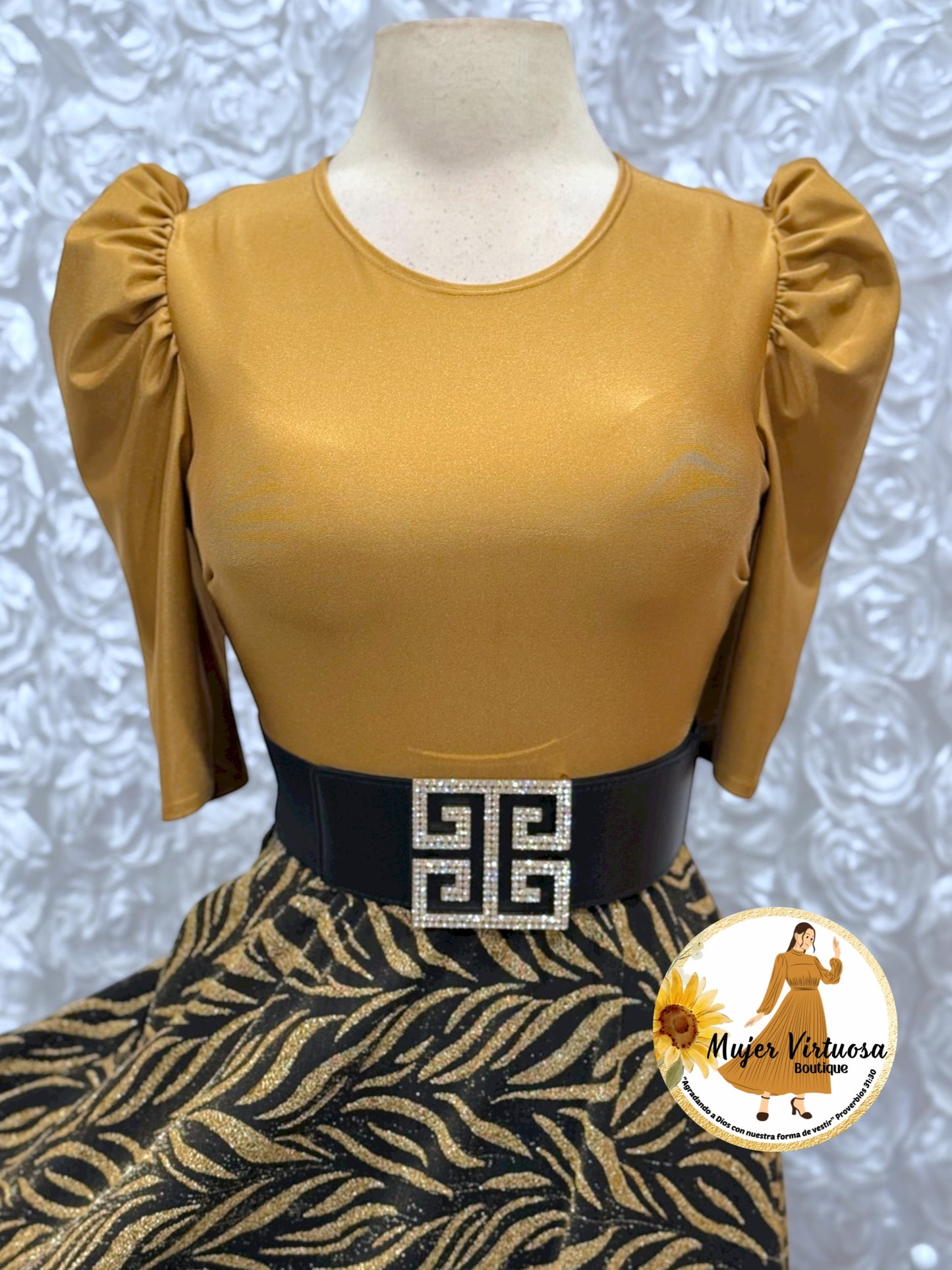 Camel & Black Glitter Dress