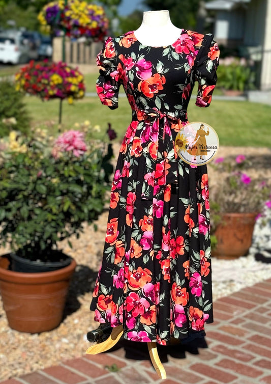 Black Maxi Floral Dress