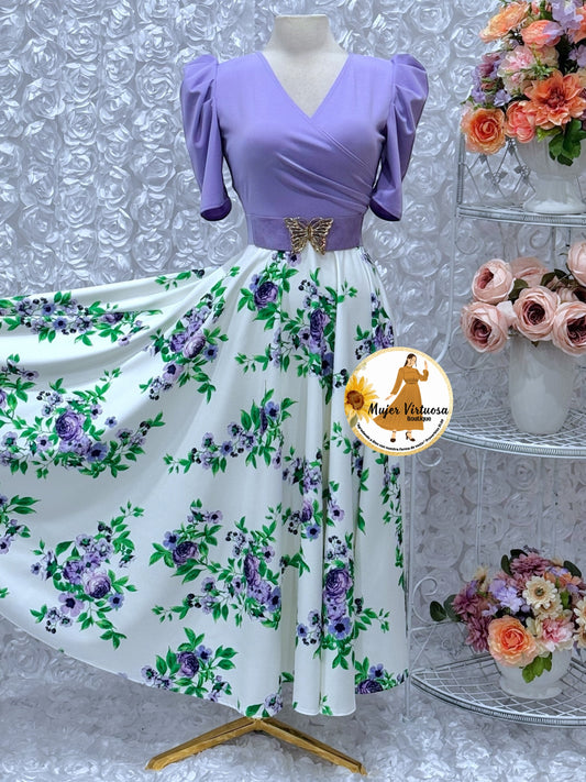 Susan Lilac/White Floral Dress