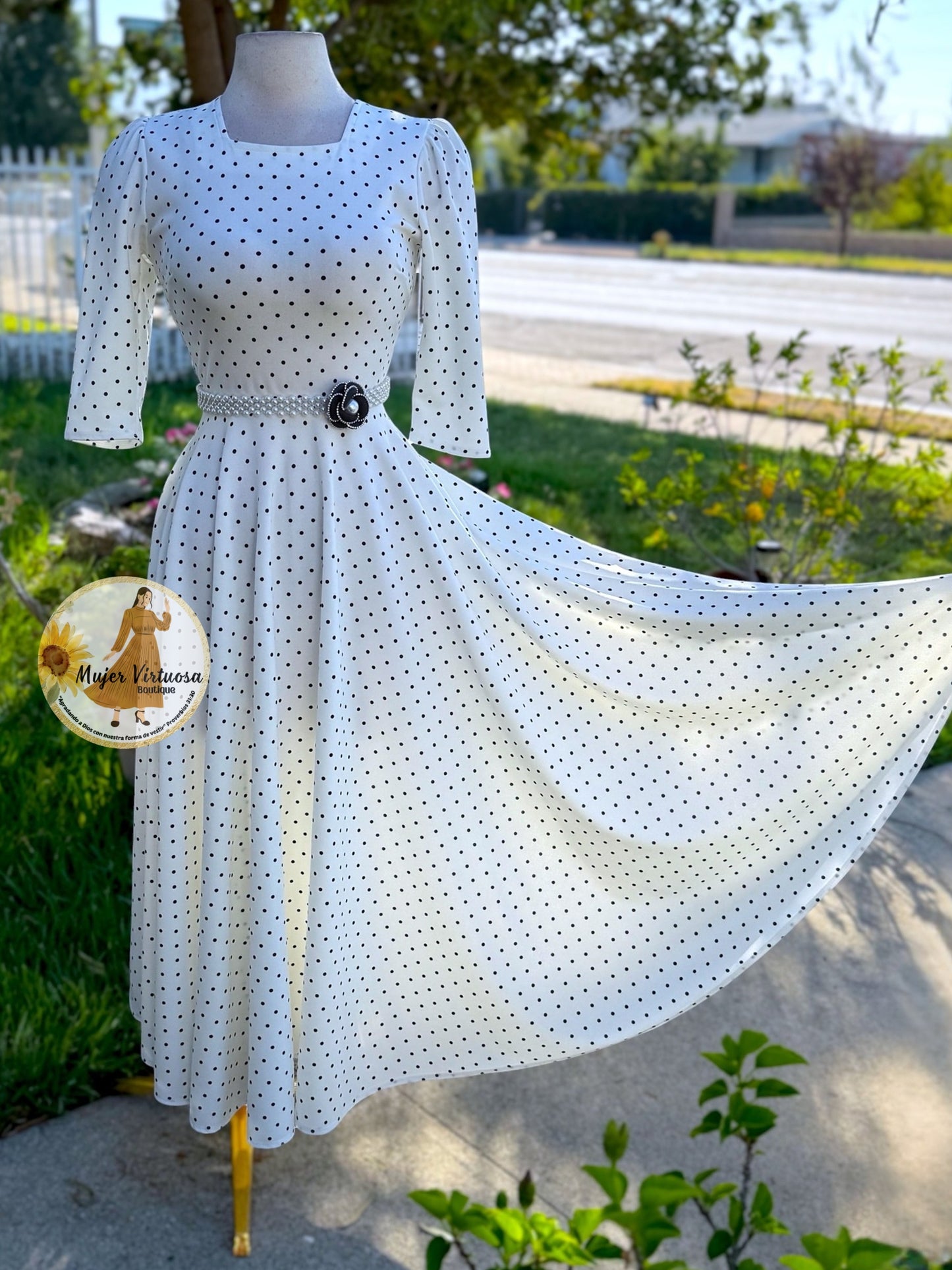 Eunice White Polka Dot Dress