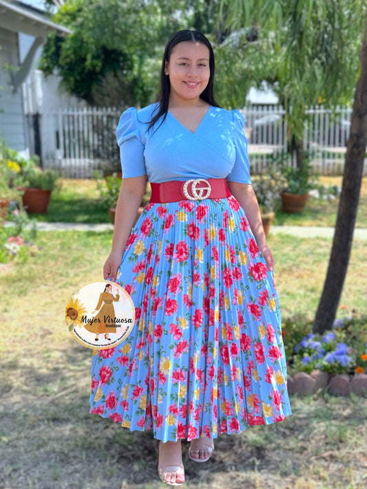 Jessica Sky Blue Floral Dress