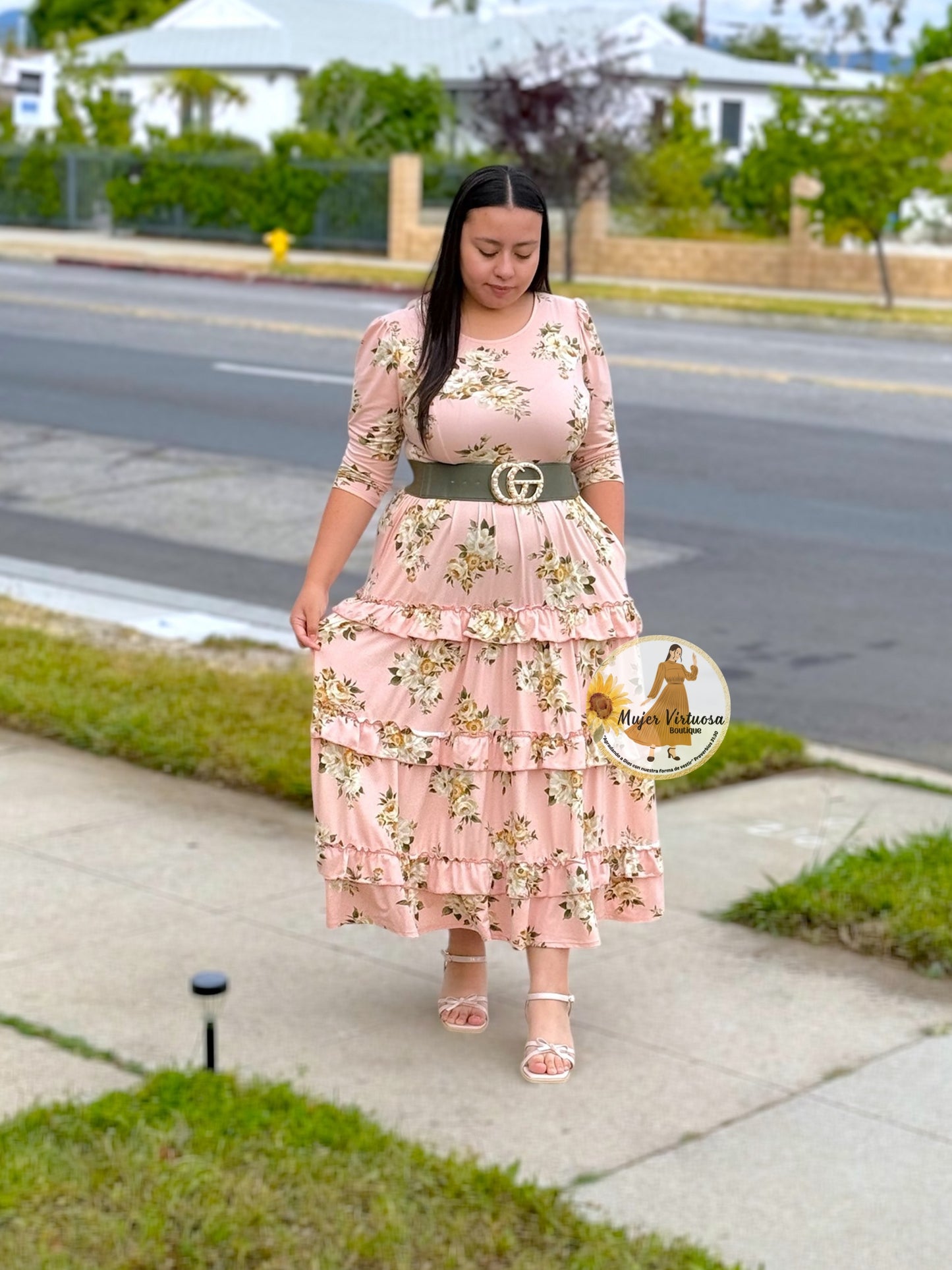 Leah Pink Floral Dress