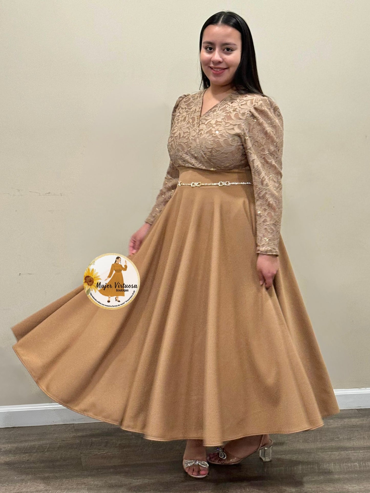 Florencia Mocha Lace Dress