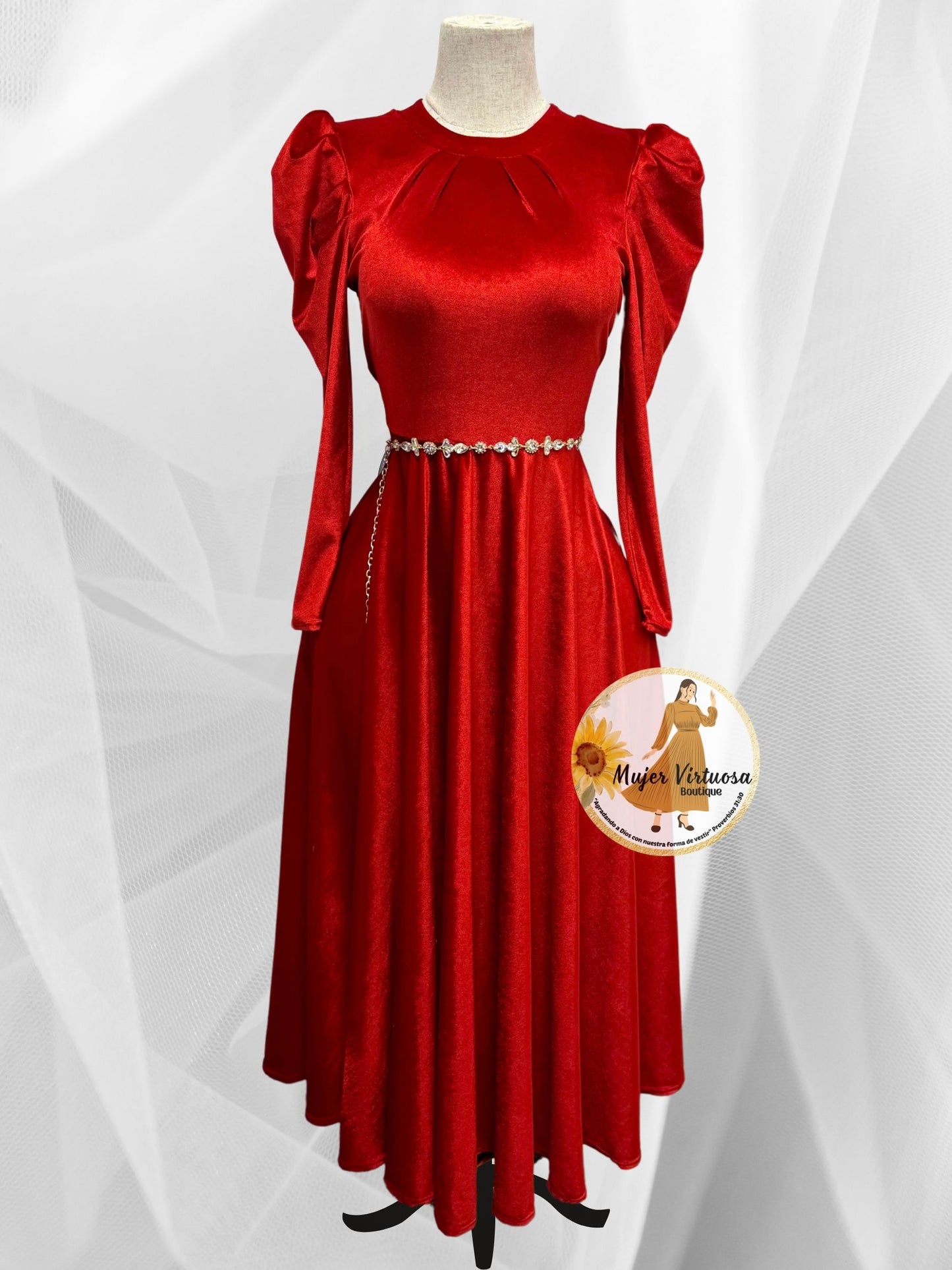 Eloisa Red Velvet Dress