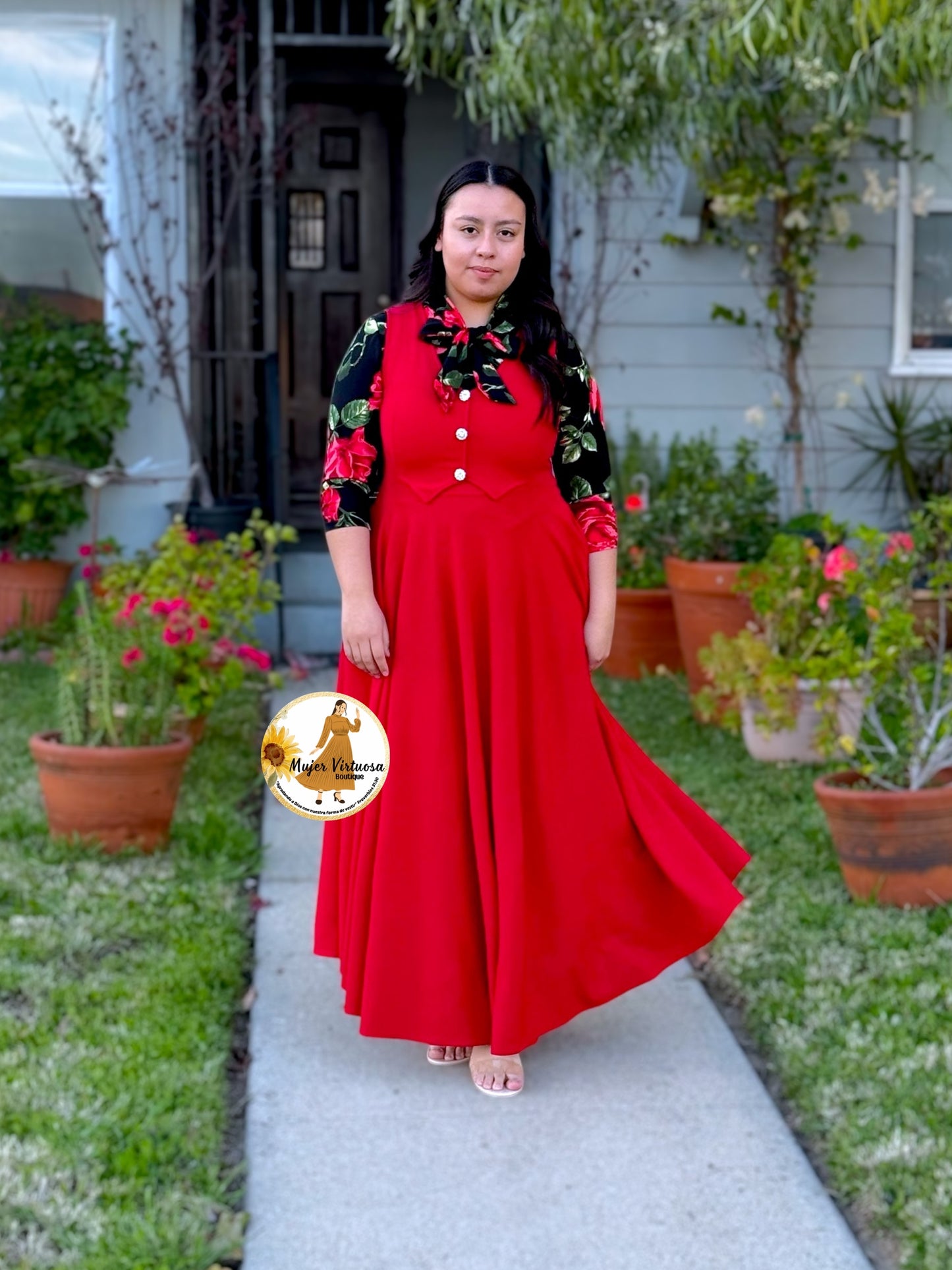 Sara Red Vest Overall