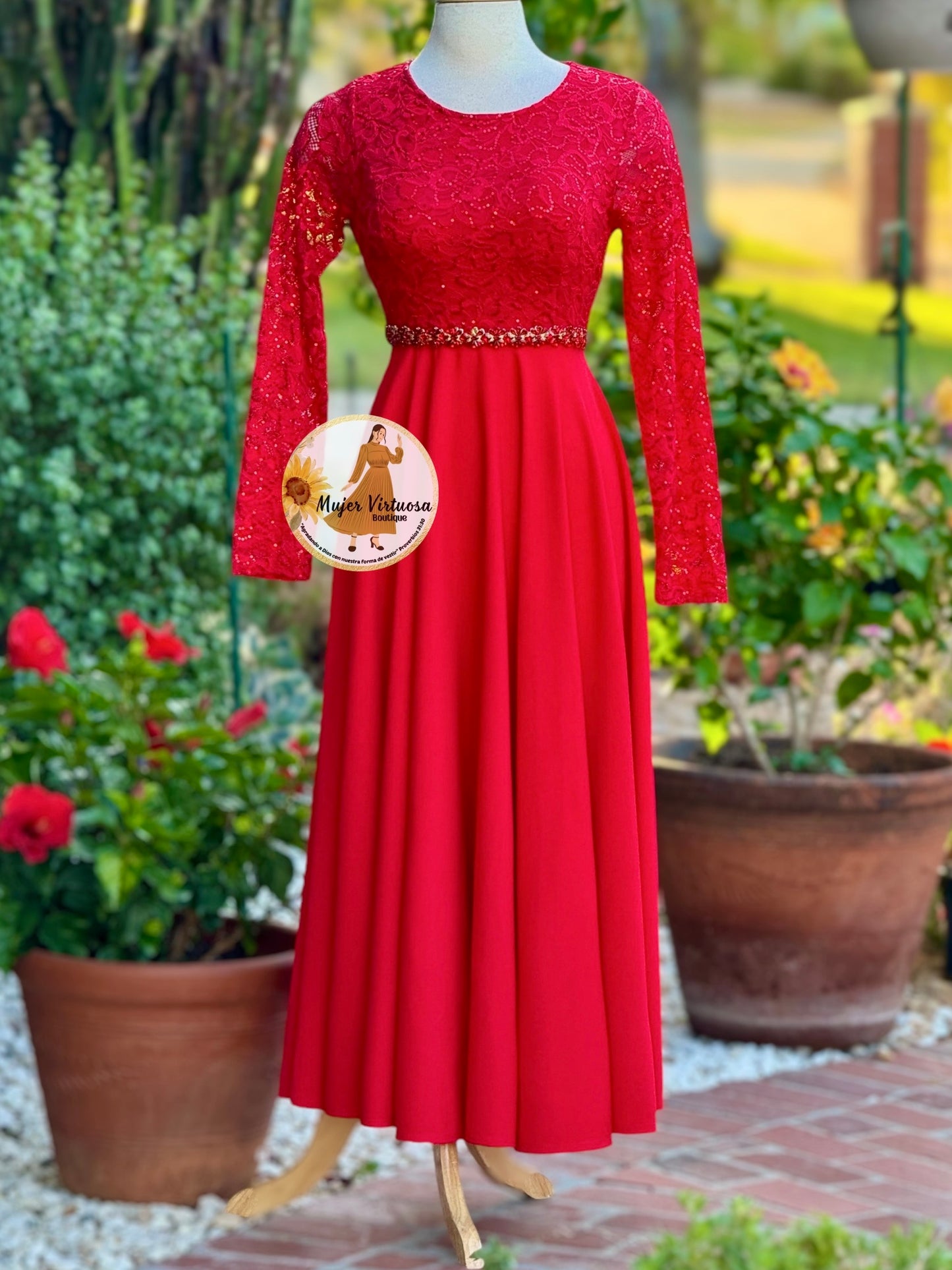 Anabel Red Lace Dress