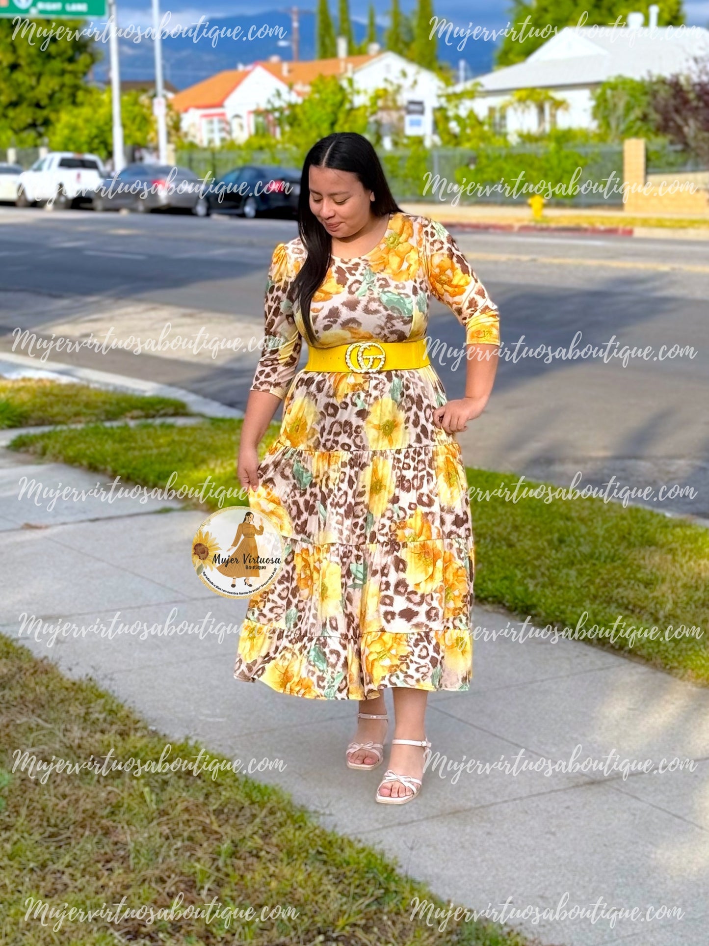 Sofia Yellow & Animal Print Dress