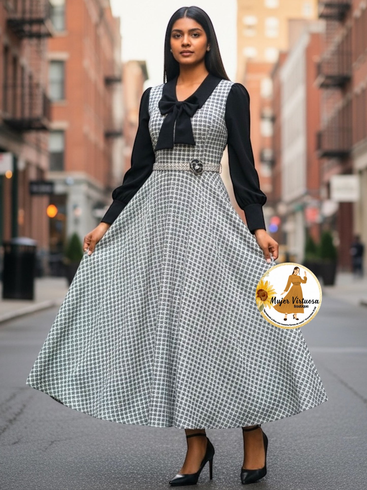 Adara Black Tweed Dress