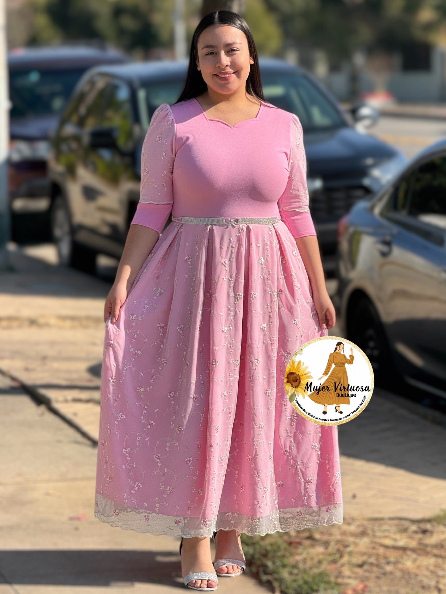 Romina Pink Pleated Dress