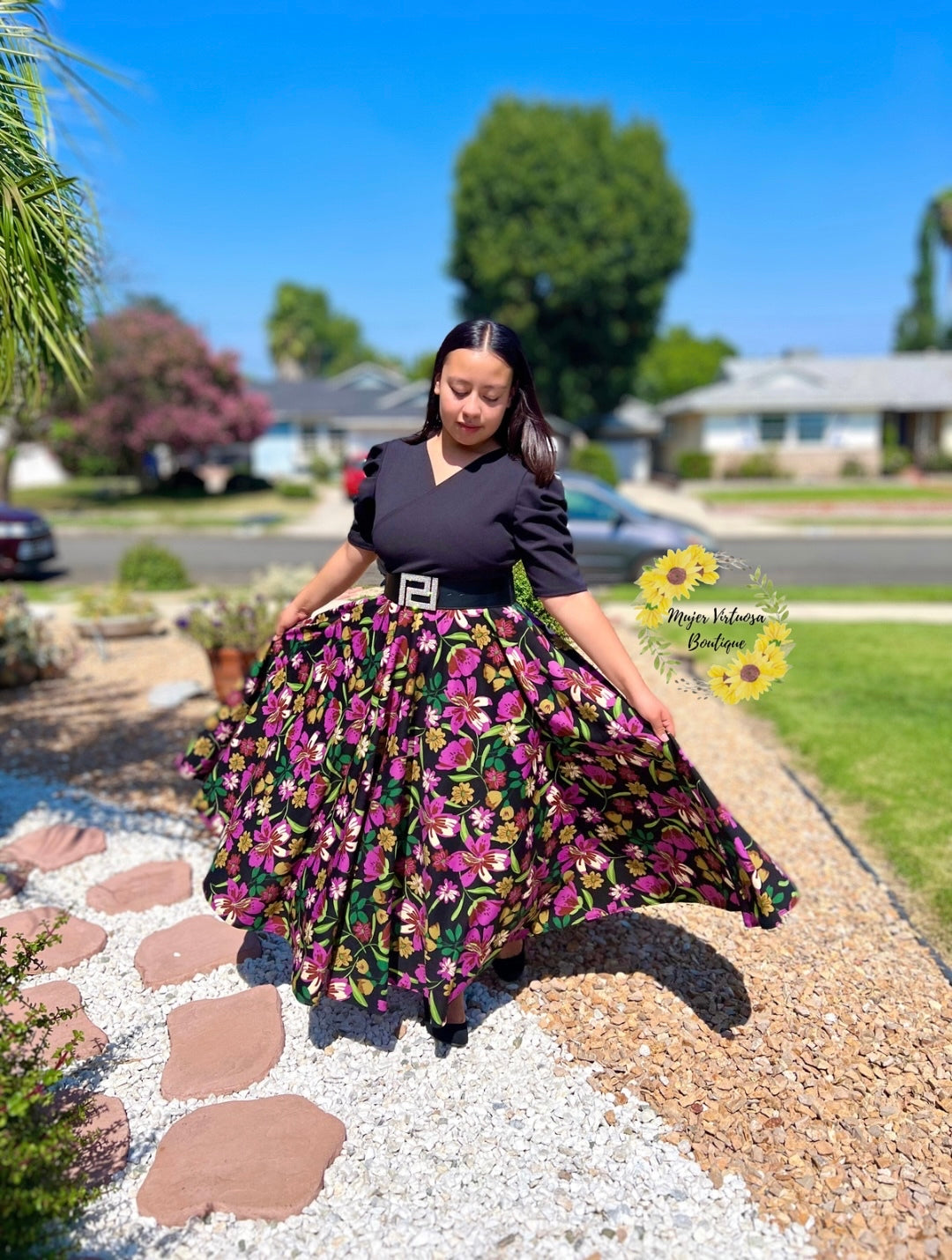 Susan Black Floral Dress