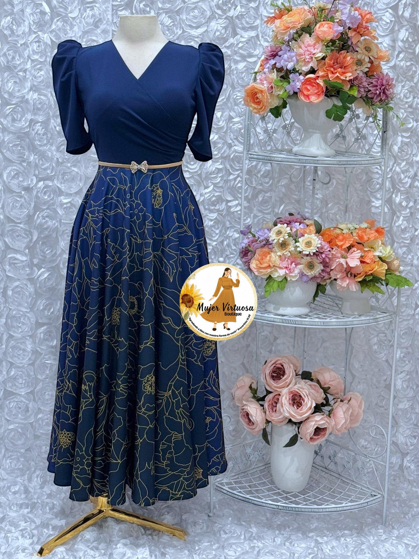 Susan Navy Ombre Dress