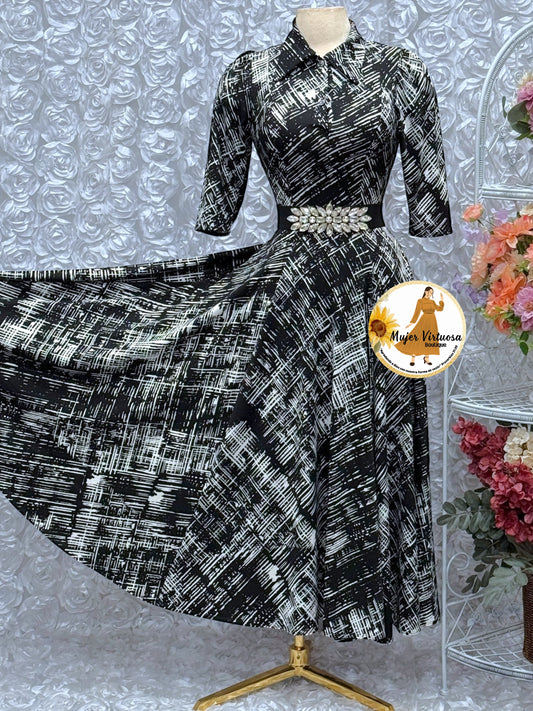 Minerva Black & White Dress