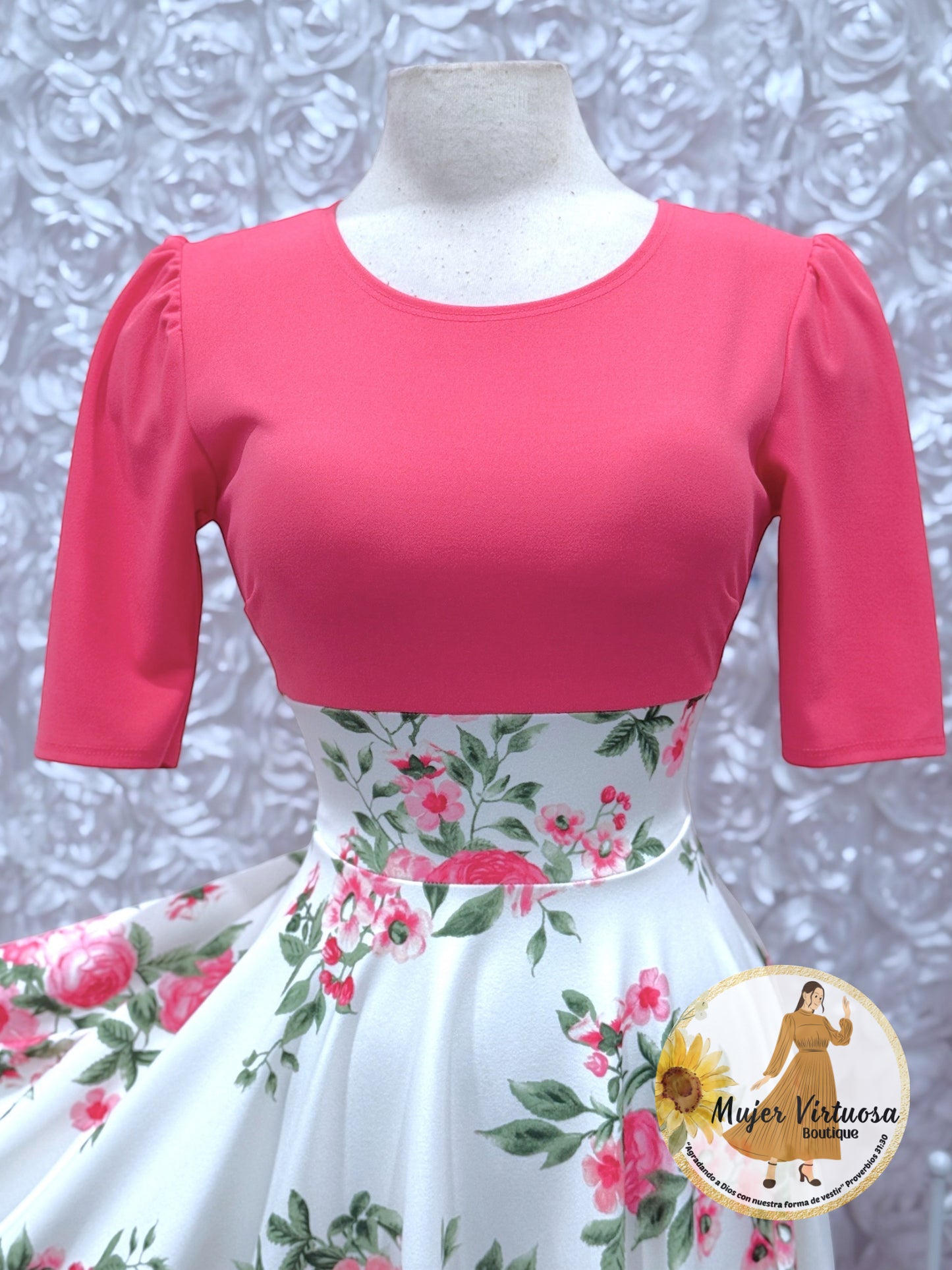 Eliana Coral/White Floral Dress