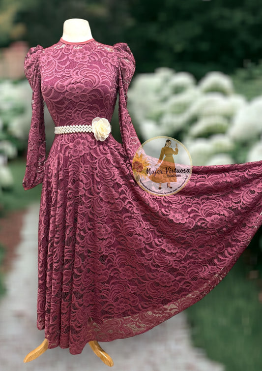 Ophelia Mauve Lace Dress