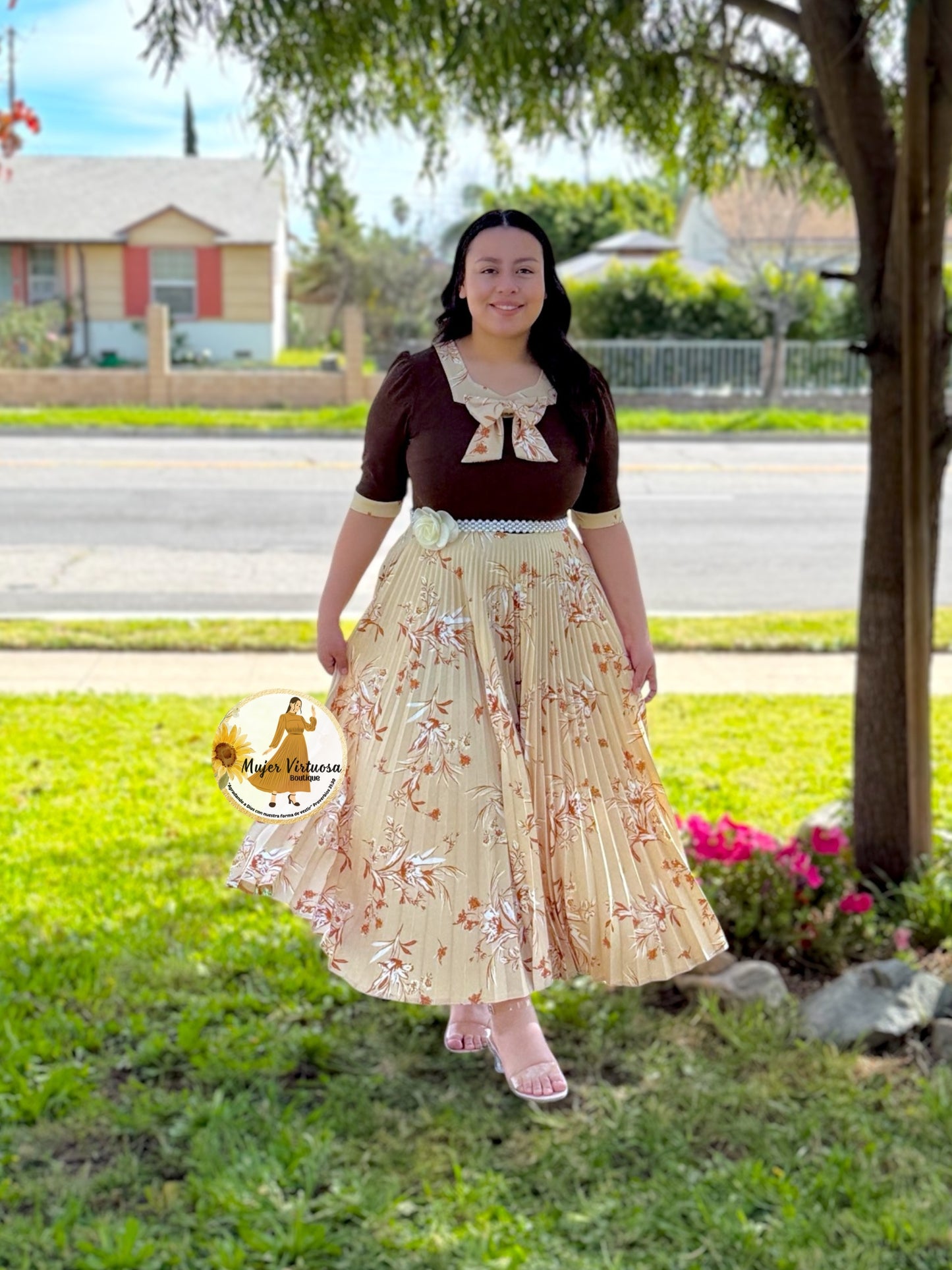 Madelyn Brown & Beige Dress